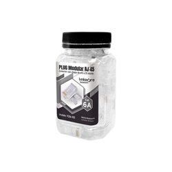 Bote con 100 Piezas de Plug Modular RJ45 Cat6A chapado de oro a 30 micras para durabilidad extrema