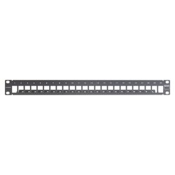 Patch Panel TERA-MAX Blindado de 24 Puertos, Modular, Plano, Color Negro, 1UR