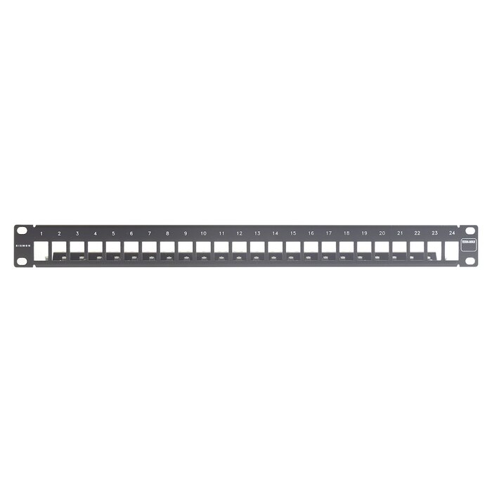 Patch Panel TERA-MAX Blindado de 24 Puertos, Modular, Plano, Color Negro, 1UR