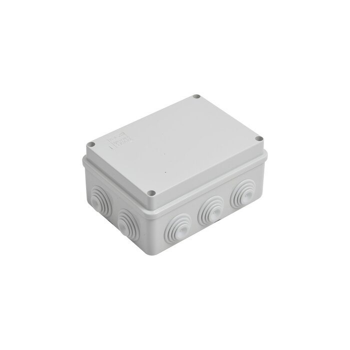 Caja de derivación de PVC Auto-extinguible con 10 entradas, tapa atornillada, 150x110x70 MM, Para Exterior (IP55)