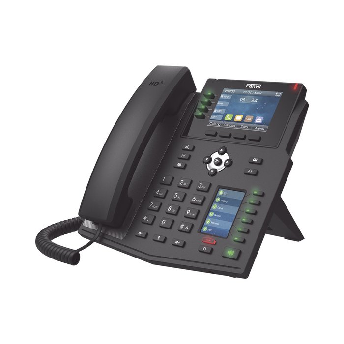 Teléfono IP Empresarial con Estándares Europeos, 16 lineas SIP con pantalla LCD a color, 30 teclas DSS/BLF, puertos Gigabit, IPv6, Opus y conferencia de 3 vías, PoE/DC (incluye fuente).