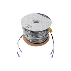 Carrete de Fibra Óptica Monomodo con conectores SC-SC Duplex, Reforzada con Kevlar, de 300 metros
