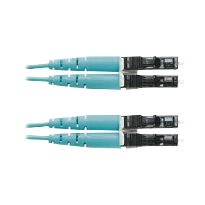 Jumper de Fibra Optica Multimodo 50/125 OM3, LC-LC Duplex, OFNR (Riser), Color Aqua, 3 Metros