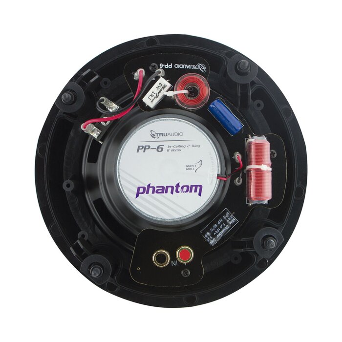 Phantom Series Altavoz de techo de 2 vías, woofer de polietileno inyectado de 8in, tweeter giratorio 1in, 5-120 watts, 8 Ohms