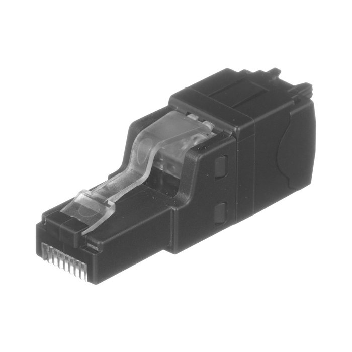 Plug RJ45 UTP, Instalación Recta, Terminación en Campo Certificable, Compatible con Cat5e, Cat6 y Cat6A, Color Negro