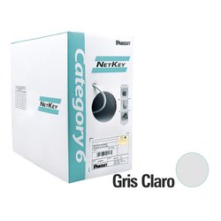 Bobina de Cable UTP de 305 m. de Cobre, NetKey, Gris Claro, Categoría 6 (24 AWG), 1000Mbps, Riser (CMR), de 4 pares