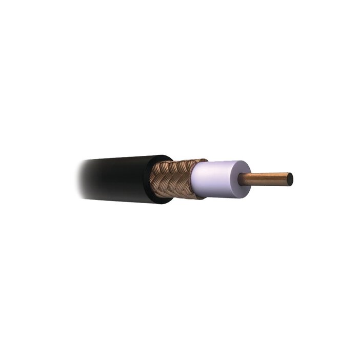 CABLE COAXIAL RG11/U, 305 MTS, BOBINA DE 305 MTS COLOR NEGRO, AWG 14 AISLAMIENTO ESPUMADO, BLINDAJE DE ALUMINIO AL 60%, APLICACION INTEMPERIE PARA CCTV
