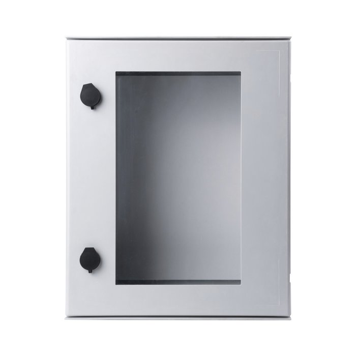 Gabinete de Poliéster IP66 Puerta Transparente, Uso en Intemperie (400 x 500 x 200 mm) con Placa Trasera Interior (Incluye Chapa y Llave).