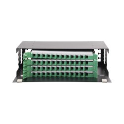Distribuidor de Fibra Óptica con bandejas deslizables, vacío, 19in, acepta 48 adaptadores "LC Duplex" o "LC Simplex" o 48 "SC" Simplex, 3U