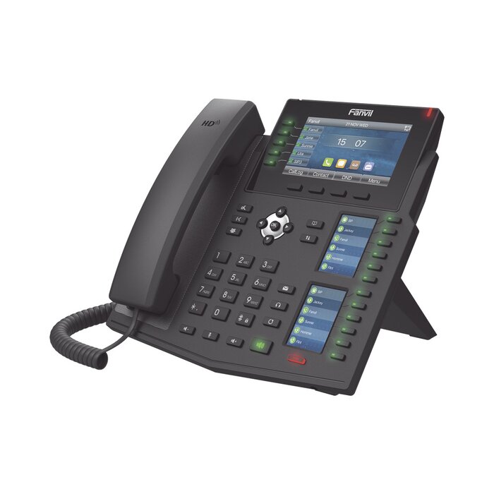 Teléfono IP Empresarial con Estándares Europeos, 20 lineas SIP con pantalla LCD a color, 60 teclas DSS/BLF, puertos Gigabit, IPv6, Opus y conferencia de 3 vías, PoE/DC (incluye fuente).