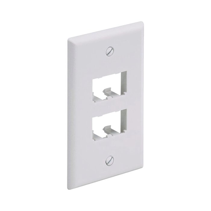 Placa de Pared Vertical Clásica, Salida Para 4 Puertos Mini-Com, Color Blanco