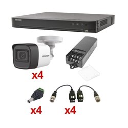 KIT TurboHD 1080p / DVR 4 Canales / 4 Cámaras Bala (exterior 2.8 mm) / Transceptores / Conectores / Fuente de Poder Profesional