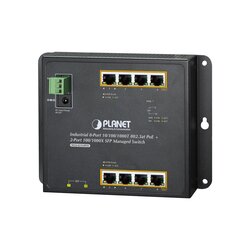 Switch Industrial de Pared de 8 puertos Gigabit con 4 puertos PoE+ 802.3at y 2 SFP