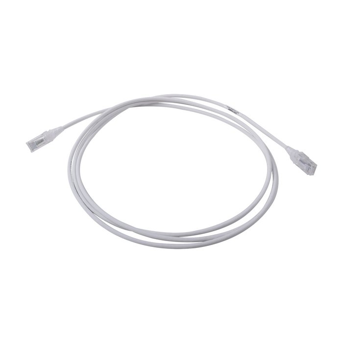 Patch Cord MC6 Modular Cat6 UTP, CM/LS0H, 7ft, Color Blanco, Diámetro Reducido (28AWG)