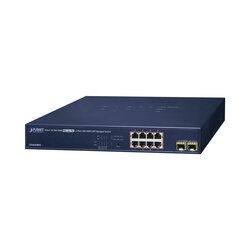 Switch administrable 8 Puertos Gigabit PoE 802.3at Extend Mode hasta 250 mts, 2 Puertos SFP (120W)