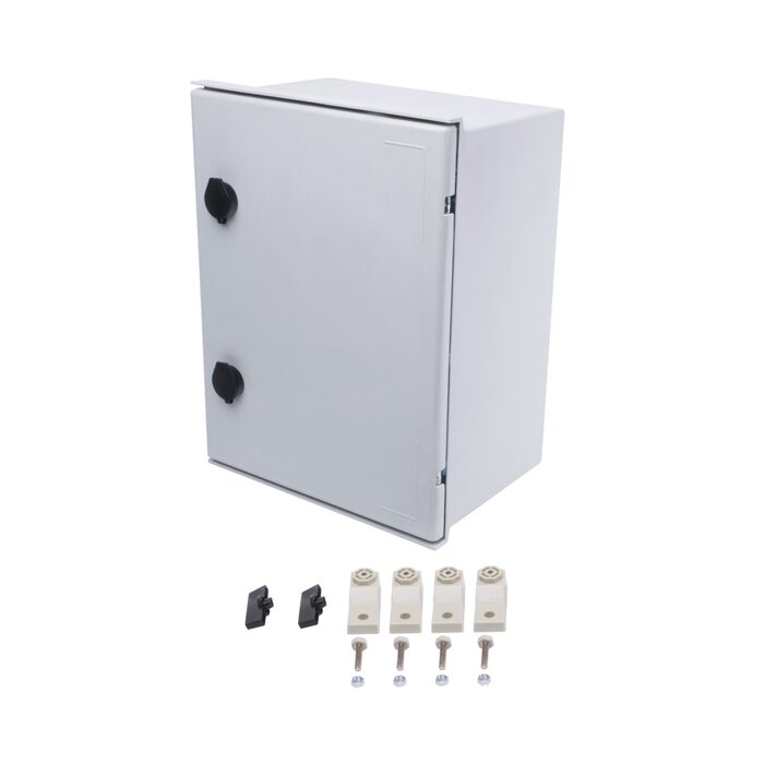 Gabinete de Poliéster IP66 Uso en Intemperie (300 x 400 x 200 mm) con Placa Trasera Interior (Incluye Chapa y Llave).