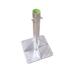 Base para Mástil Hasta 2" con Opresores, Base de 30 x 30 cm y Tubo de 50 cm Ced. 30. Galv. Inmersión.