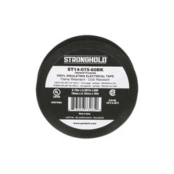 Cinta Eléctrica para Aislar, de PVC, Uso General, Grosor de 0.18mm (7 mil), Ancho de 19mm, y 18m de Largo, Color Negro