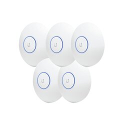 Paquete de 5 Access Point UniFi de largo alcance, Doble banda 802.11ac MIMO2X2 para interior, PoE 802.3af, soporta 250 clientes, hasta 867 Mbps, Sin PoEs