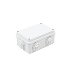 Caja de derivación de PVC Auto-extinguible con 6 entradas, tapa atornillada, 120x80x50 MM, Para Exterior (IP55)