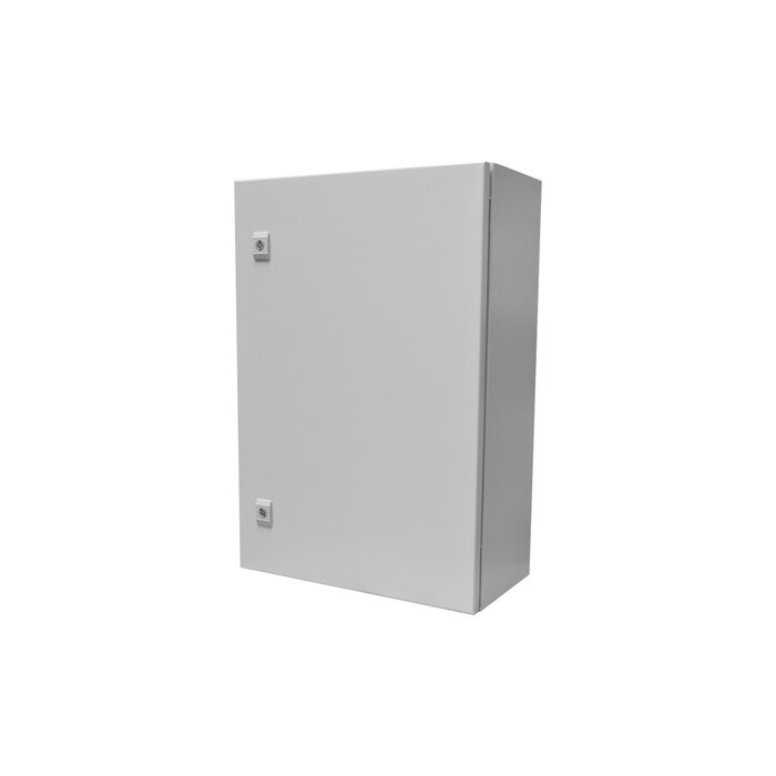 Gabinete de Acero IP66 Uso en Intemperie (500 x 700 x 250 mm) con Placa Trasera Interior y Compuerta Inferior Atornillable (Incluye Chapa y Llave).