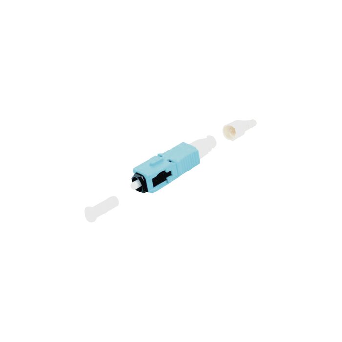 Conector de Fibra Óptica pre-pulido LightBow SC Simplex, multimodo 50/125 (OM3/OM4), re-terminable, color Aqua