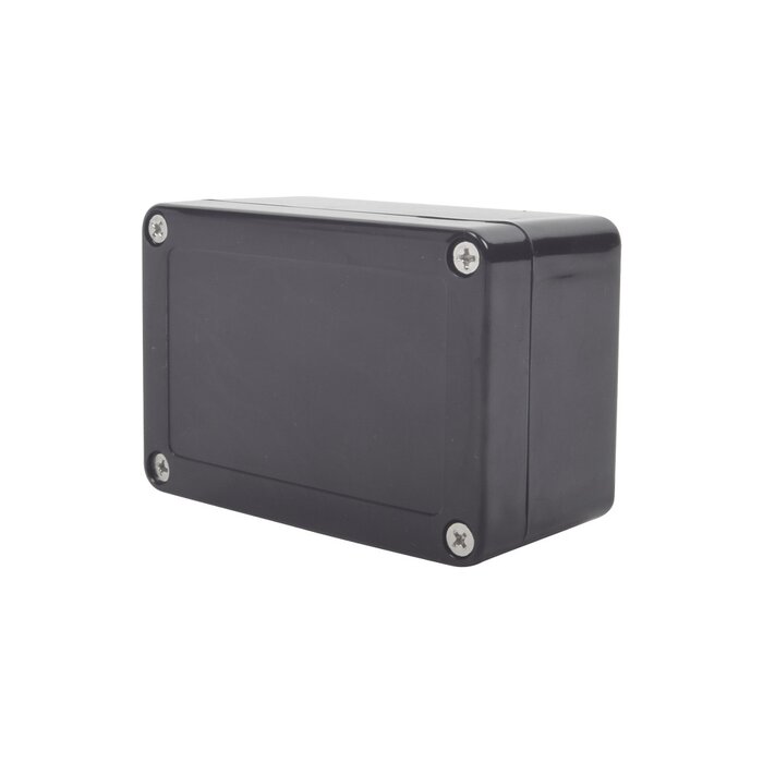 Gabinete Plástico Negro para Exterior (IP65) de 100 x 68 x 50 mm Cierre por Tornillos.