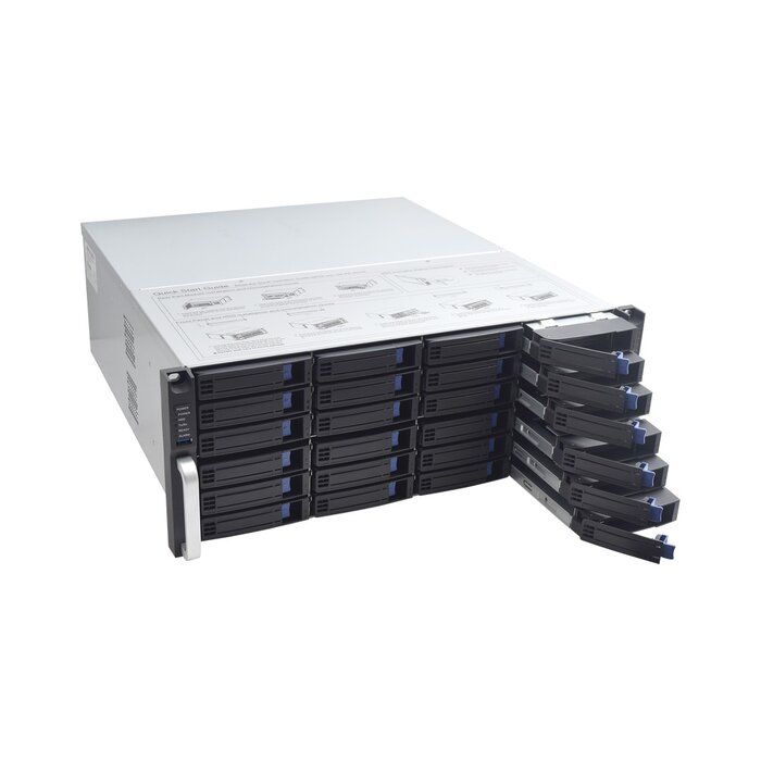 NVR 12 Megapixel (4K) / 128 canales IP / 24 Bahías de Disco Duro / 4 Puertos de Red / Soporta RAID con Hot Swap / NVR de Alto Desempeño