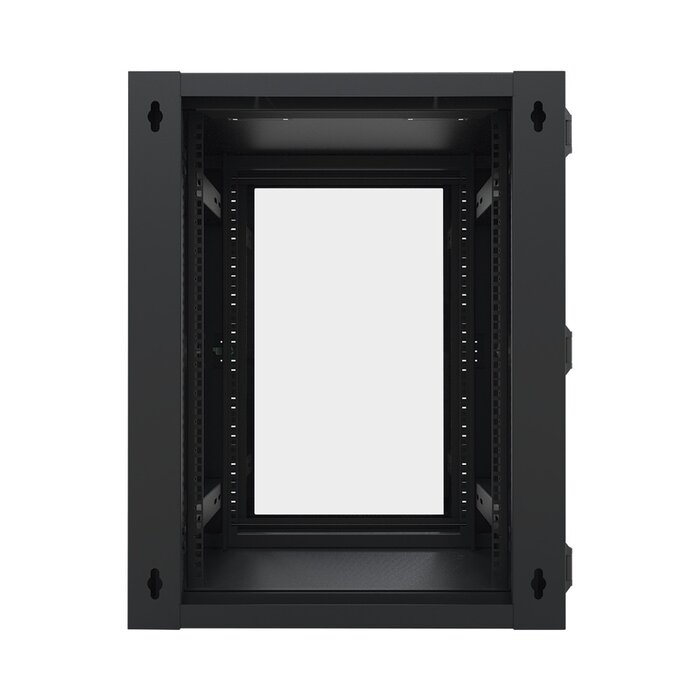 Gabinete Abatible de Pared (Con Marco Trasero) con Rack 19" de 16 Unidades. Ventana de Cristal Templado.