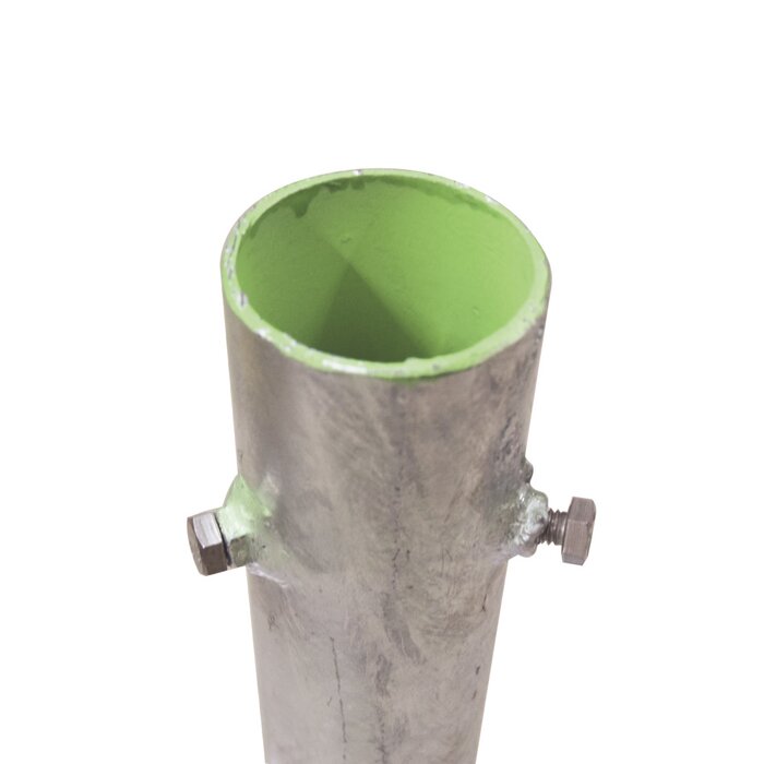 Base para Mástil Hasta 2" con Opresores, Base de 30 x 30 cm y Tubo de 50 cm Ced. 30. Galv. Inmersión.