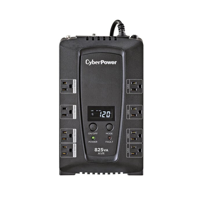 UPS de 825 VA/450 W, Topología Línea Interactiva, Entrada 120 Vca NEMA 5-15P, Tipo Gabinete Compacto, Con 8 Tomas NEMA 5-15R