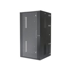 Gabinete PanZone de Montaje en Pared, de 19in, Puerta con Ventana de Seguridad, 26 UR, 635mm de Profundidad, Color Negro