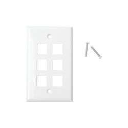 Placa de pared de 6 puertos, Keystone, Color Blanco