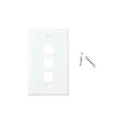 Placa de pared de 3 puertos, Keystone, Color Blanco