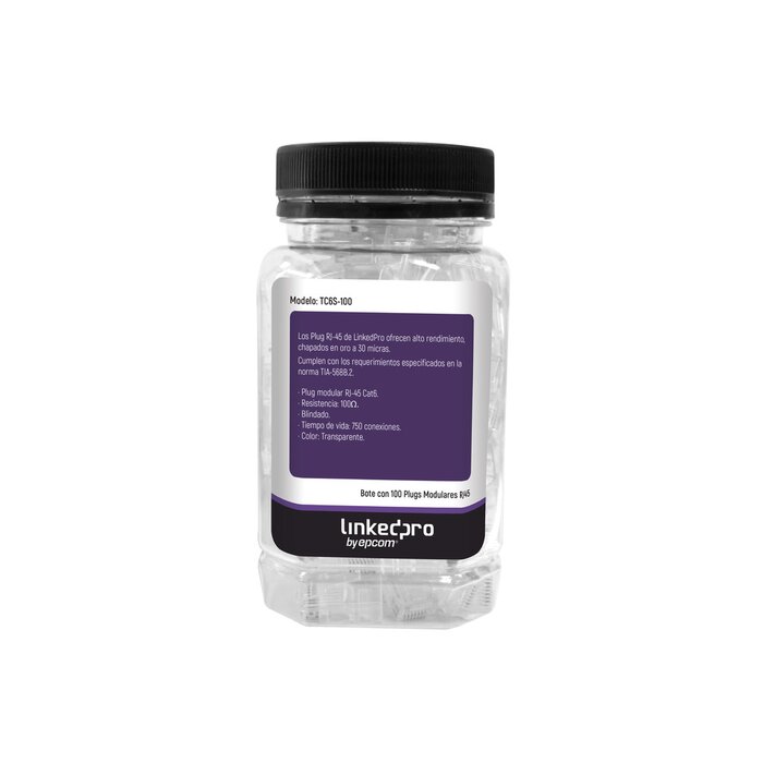 Bote con 100 Piezas de Plug Modular RJ45 Cat6 blindado, chapado de oro a 30 micras para durabilidad extrema SIN PIN DE TIERRA