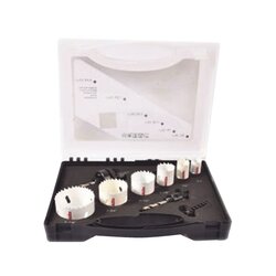 Kit de broca sierras (3/4 - 2 1/4 in) incluye 6 piezas de broca sierras, 2 adaptadores y resorte de expulsión.