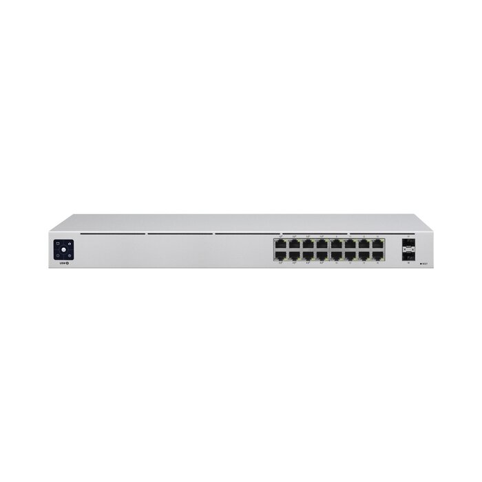UniFi Switch USW-16-POE Gen2, Capa 2 de 16 puertos (8 puertos PoE 802.3af/at + 8 puertos Gigabit) + 2 puertos 1G SFP, 42W, pantalla informativa