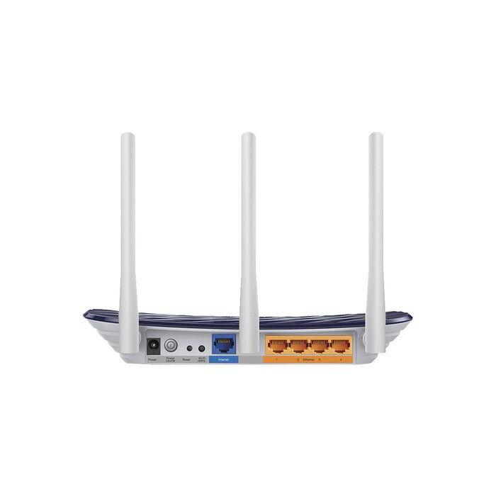 Router Inalámbrico doble banda AC, 2.4 GHz y 5 GHz Hasta 733 Mbps, 3 antenas externas omnidireccional, 4 Puertos LAN 10/100 Mbps, 1 Puerto WAN 10/100 Mbps