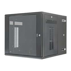 Gabinete PanZone de Montaje en Pared, de 19in, Puerta con Ventana de Seguridad, 12 UR, 762mm de Profundidad, Color Negro