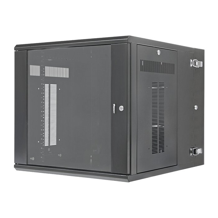 Gabinete PanZone de Montaje en Pared, de 19in, Puerta con Ventana de Seguridad, 12 UR, 762mm de Profundidad, Color Negro