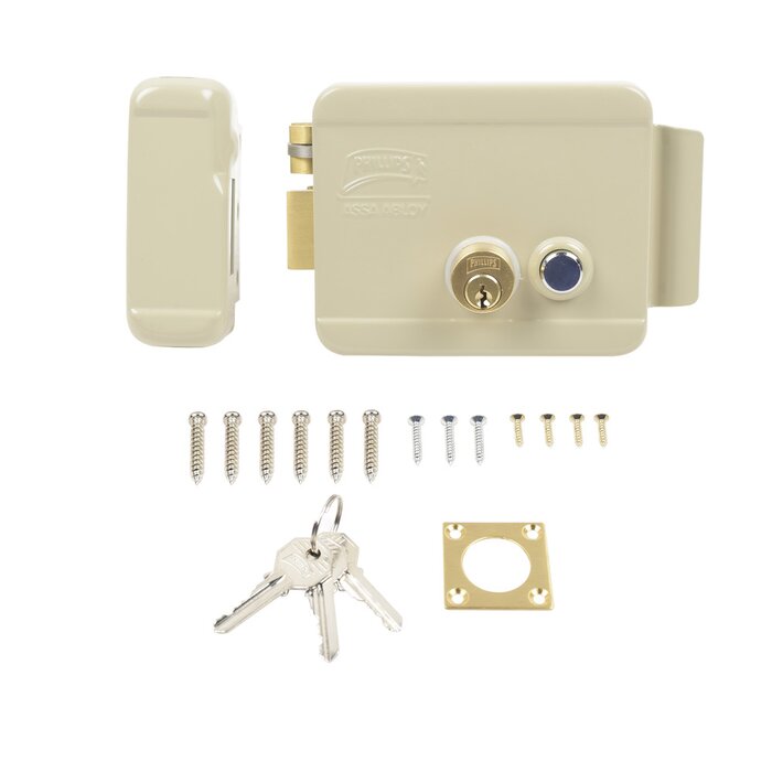 Cerradura Eléctrica / Incluye Llave /Con Botón integrado / Izquierda / Exterior