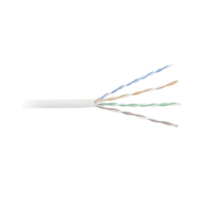 Bobina de cable de 305 m, ( 1000 ft ), Cat5e, alto rendimiento, color blanco, UL, para aplicaciones en CCTV, redes de datos. Uso en interior