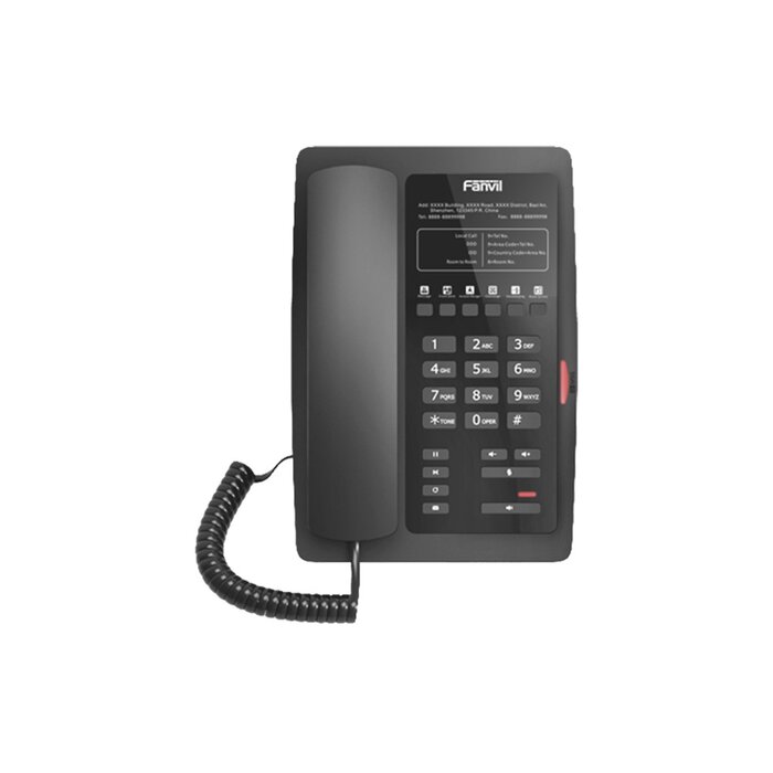 Teléfono IP para Hotelería, profesional con 6 teclas programables para servicio rápido (Hotline), plantilla personalizable con PoE
