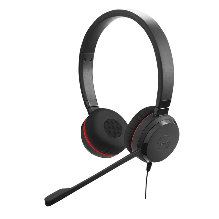 Jabra Evolve 30 Duo con conexión USB / 3.5mm, micrófono con cancelación de ruido y controlador en el cable con botones e indicadores LED (5399-823-309)