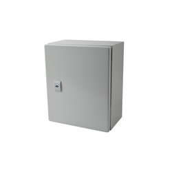 Gabinete de Acero IP66 Uso en Intemperie (250 x 300 x 150 mm) con Placa Trasera Interior y Compuerta Inferior Atornillable (Incluye Chapa y Llave).