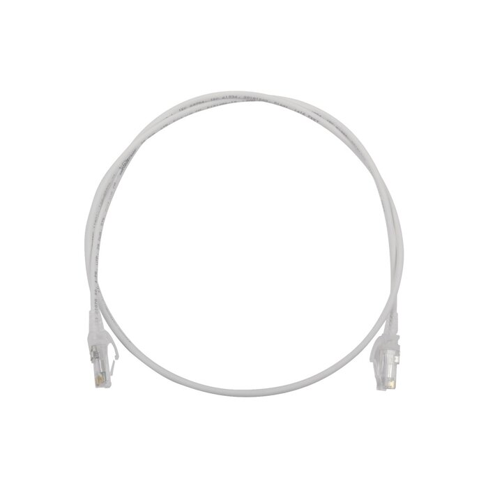 Patch Cord MC6 Modular Cat6 UTP, CM/LS0H, 3ft, Color Blanco, Diámetro Reducido (28AWG)