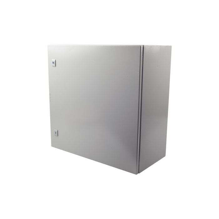 Gabinete de Acero IP66 Uso en Intemperie (600 x 600 x 300 mm) con Placa Trasera Interior y Compuerta Inferior Atornillable (Incluye Chapa y Llave).