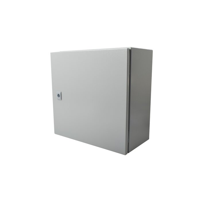 Gabinete de Acero IP66 Uso en Intemperie (400 x 400 x 200 mm) con Placa Trasera Interior y Compuerta Inferior Atornillable (Incluye Chapa y Llave).