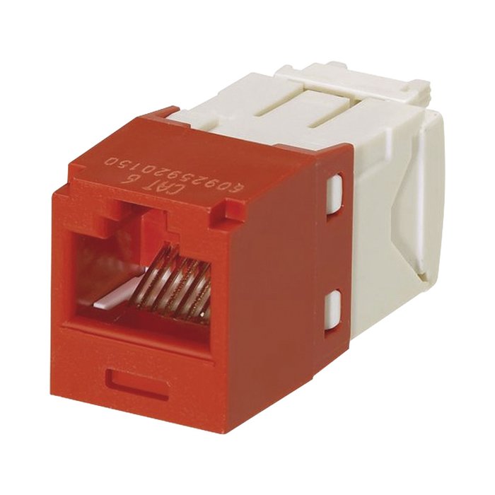 Conector Jack RJ45 Estilo TG, Mini-Com, Categoría 6, de 8 posiciones y 8 cables, Color Rojo