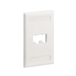 Placa de Pared Vertical Clásica, Salida Para 2 Puertos Mini-Com, Con Espacios Para Etiquetas, Color Blanco Mate